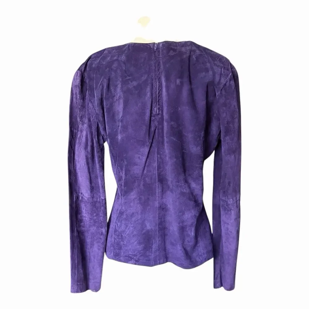 Vintage Liz Roberts Robert Elliott Purple Suede Two Piece Skirt Set Medium - Picture 8 of 16